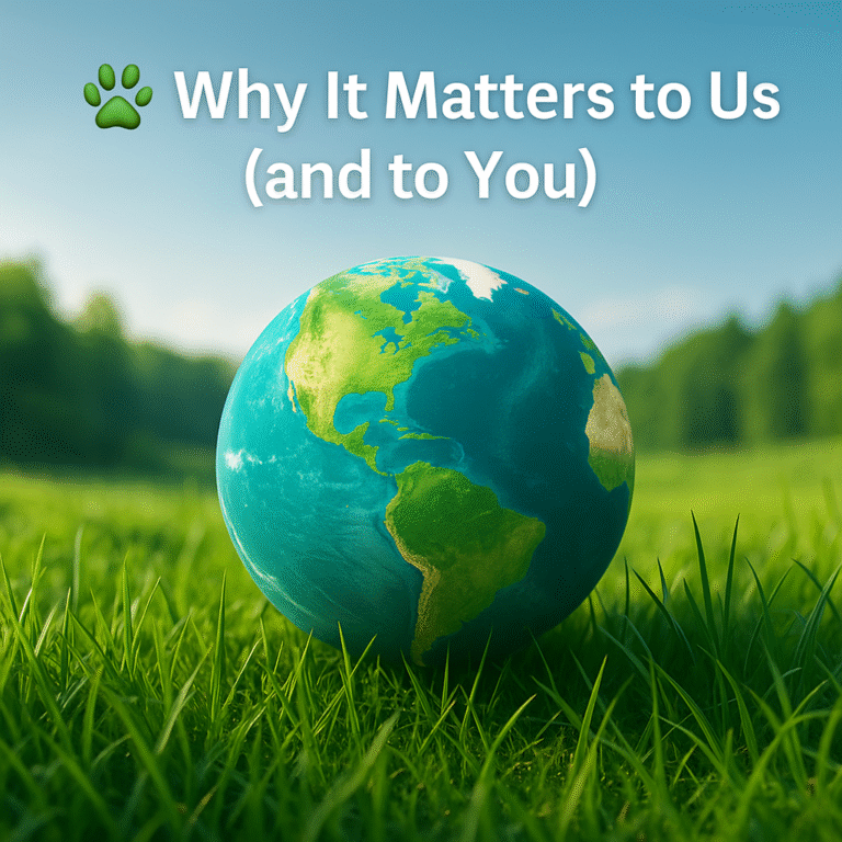 A globe sitting on lush green grass under a clear sky, symbolising sustainable packaging at Newflands